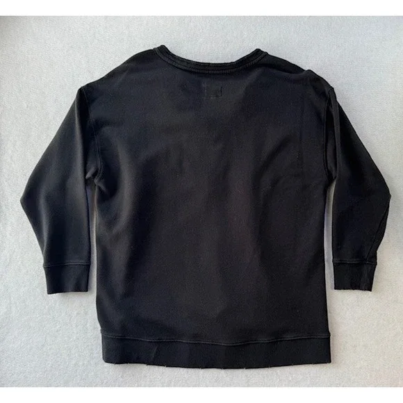 Aerie MED Oversized Sweatshirt Laced Neck Black Relaxed Fit Sporty Lounge‎ Comfy - Picture 7 of 11